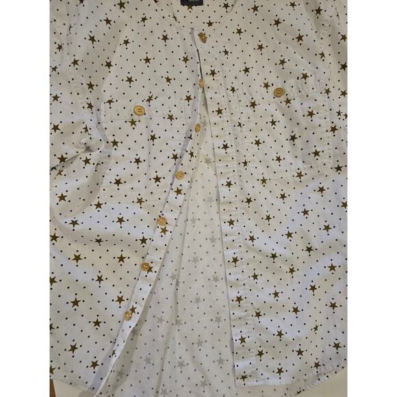 Lizwear Women’s White Star Print Button-Down Shirt | Size Small | 100% Cotton - Picture 5 of 7